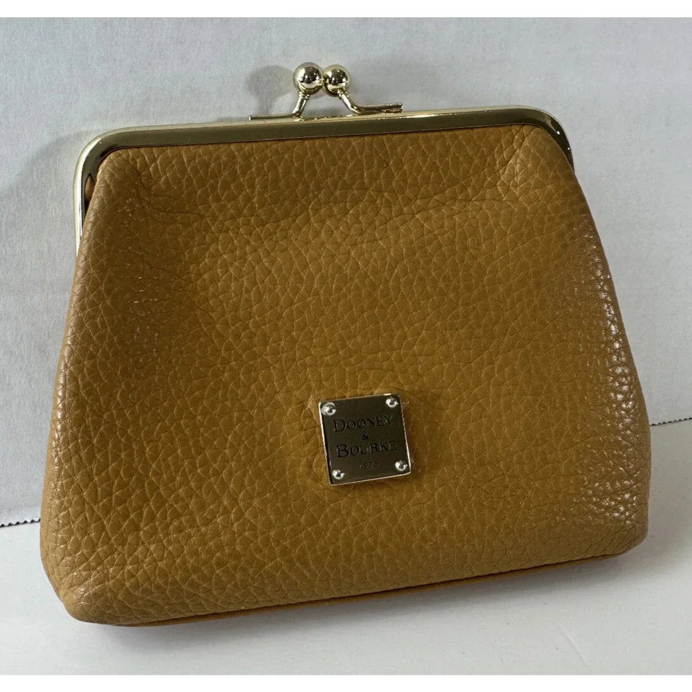 Dooney & Bourke Pebble Grain Leather Coin Purse Clutch Credit Card Slots Toffee - Picture 13 of 16